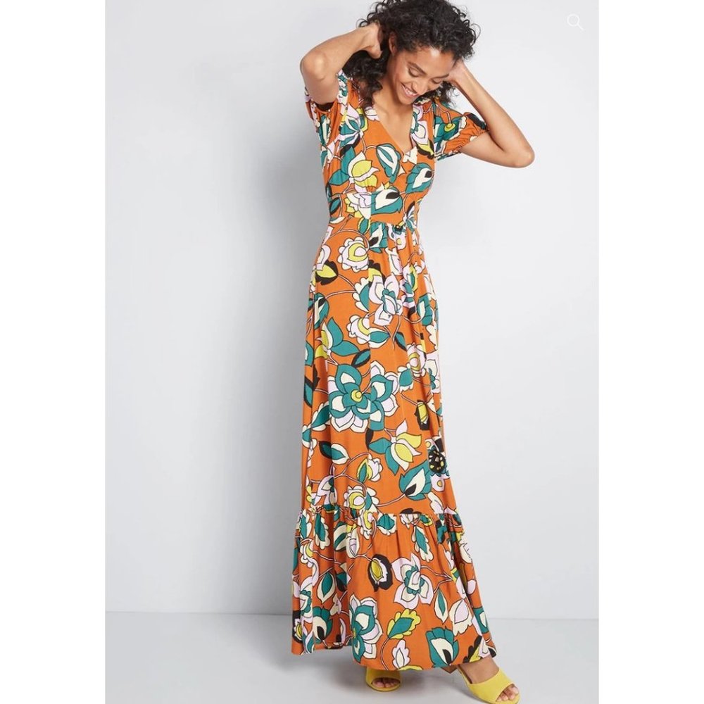 NEW ModCloth Savor the Statement Floral Maxi Dress